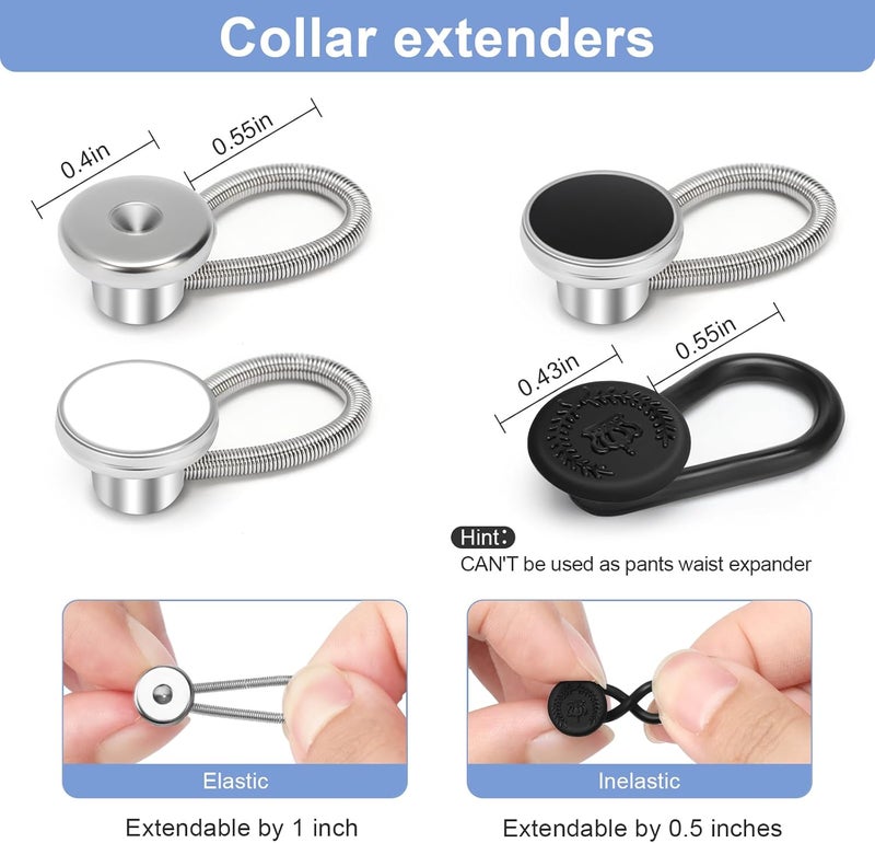 KUNTAERY 12 PCS Shirt Collar Button Extenders, Comfortable Neck Button Extender for Mens Dress Shirts, Instant Tie Collar Expansion - Image 2